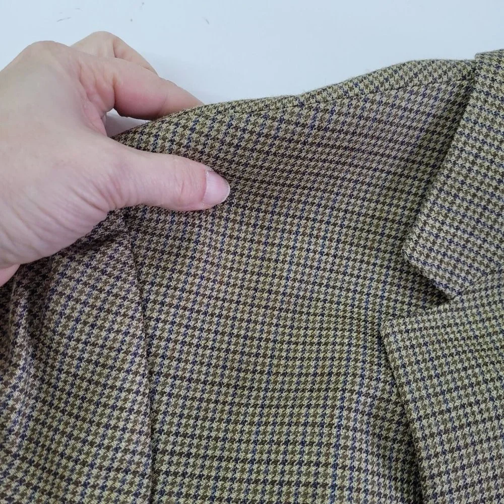 Ralph Lauren Blazer‎ Mens 46L Silk/Wool Houndstooth 2-Button Lined Sportcoat